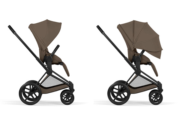 Wózek spacerowy CYBEX Priam 5.0 – budka w dwóch ustawieniach