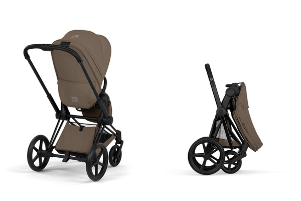 Wózek spacerowy CYBEX Priam 5.0 – widok z tyłu i po złożeniu