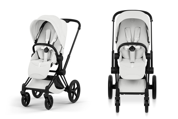Elegancki wózek spacerowy CYBEX Priam – widok z przodu i z boku