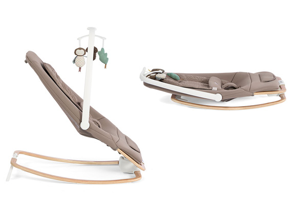Regulowany Joie Dreamer w pozycji leżącej i bujaczka