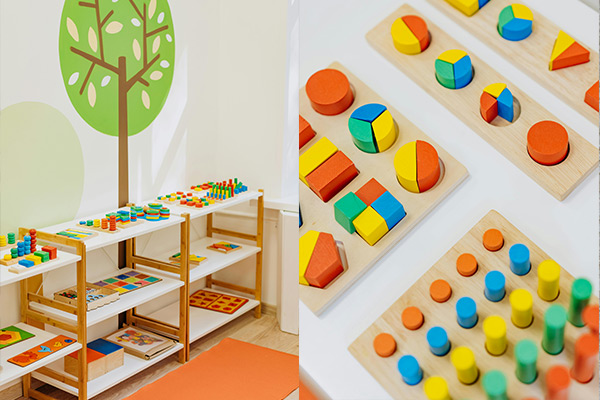 Przygotowane środowisko Montessori z pomocami edukacyjnymi wspierającymi samodzielną naukę dziecka
