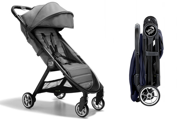 Kompaktowy wózek Baby Jogger City Tour 2, rozłożony i złożony