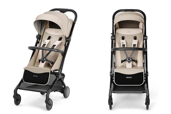 Lekki Kinderkraft Pilot 2 w jasnej tapicerce z kompaktowym składaniem