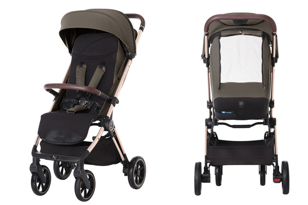 Stylowy Espiro Flame w ciemnej tapicerce z większymi kołami i amortyzacją