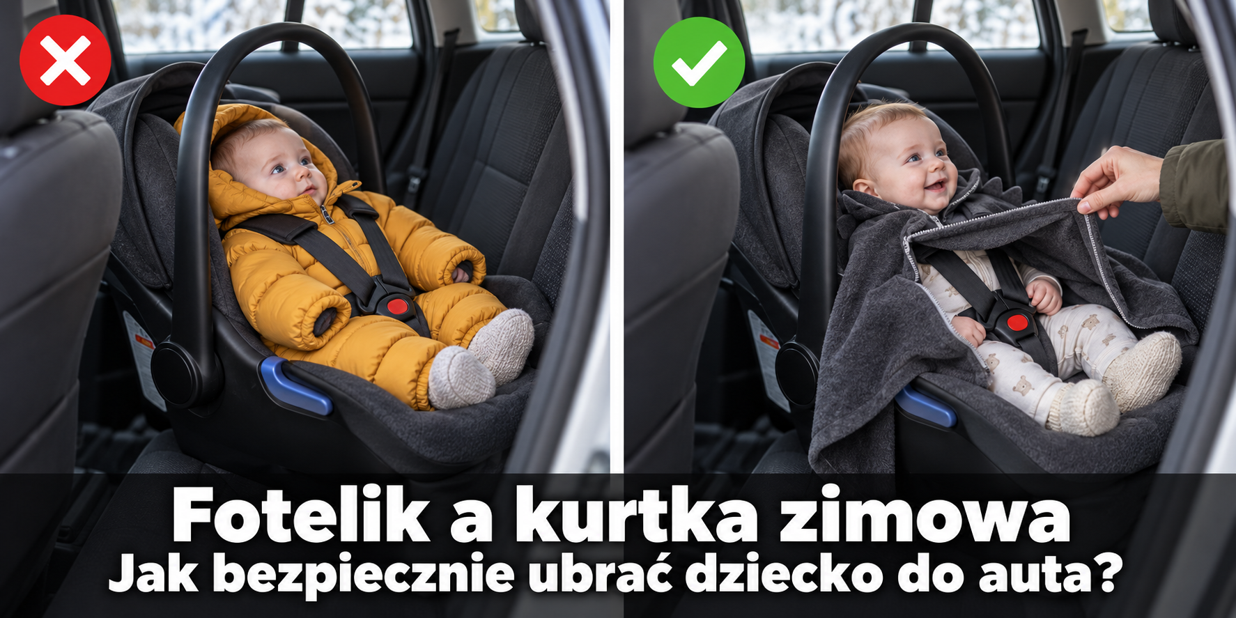 Fotelik a kurtka zimowa — dlaczego to niebezpieczne połączenie i jak prawidłowo ubierać dziecko w aucie?