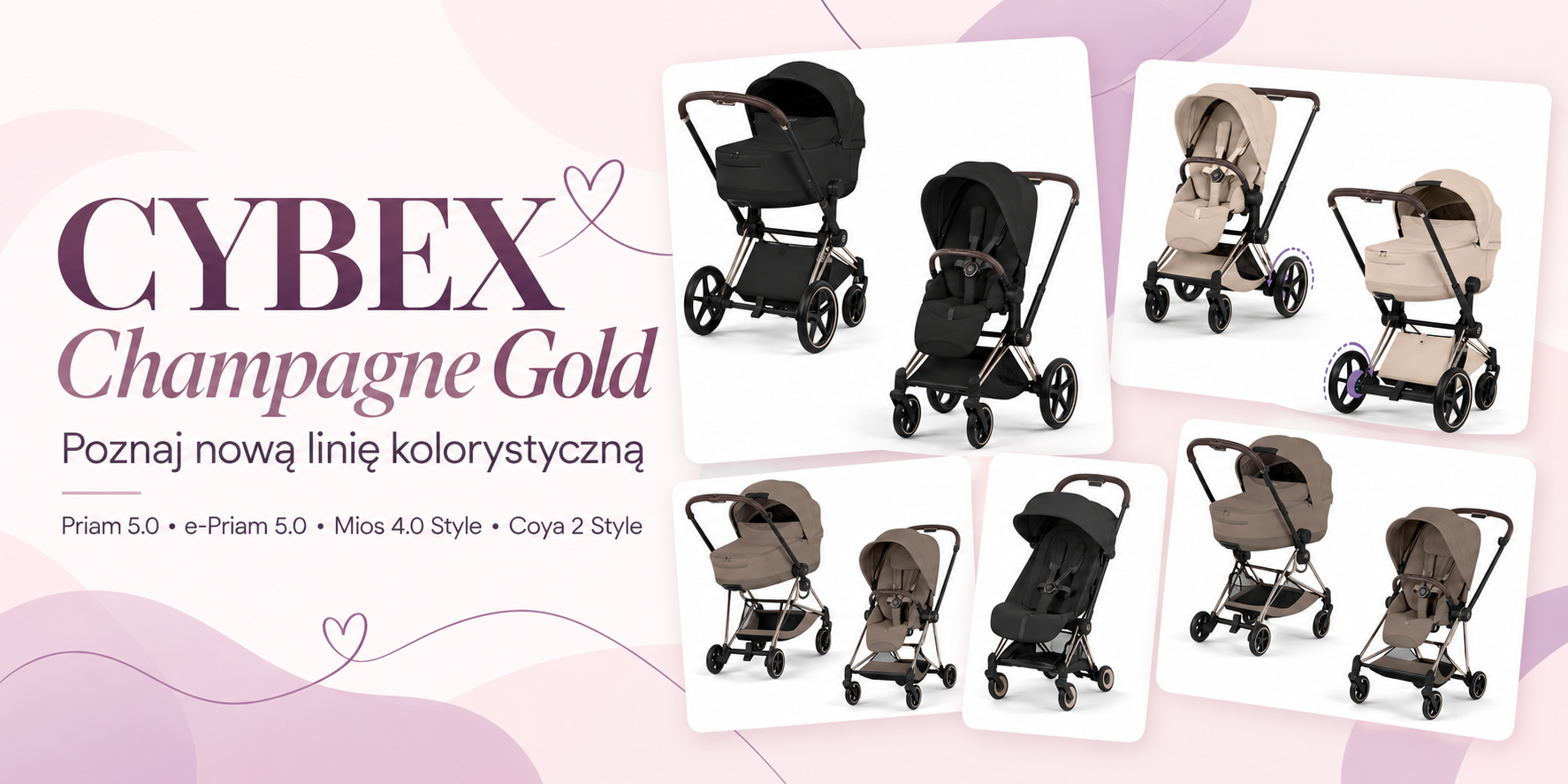 CYBEX Champagne Gold – Priam, e-Priam, Mios i Coya w szampańskim złocie