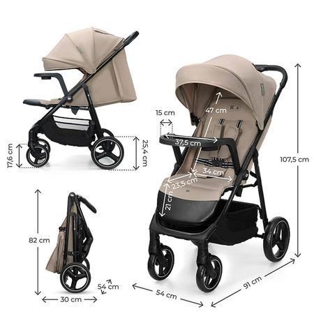 Kinderkraft Trig 3 z tacką Beżowy wózek spacerowy