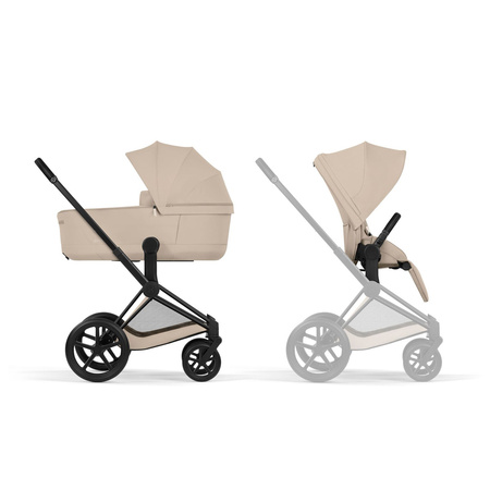 Cybex Priam 5.0 Comfort Matt Black Cozy Beige wózek 2w1 głęboko-spacerowy
