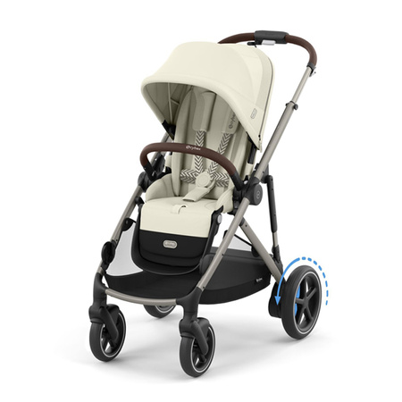 Cybex e-Gazelle S Seashell Beige zestaw 4w1 z dodatkowym siedziskiem i gondolą