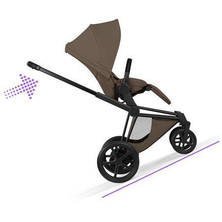 Cybex e-Priam 5.0 Matt Black Coconut Brown wózek 2w1 głęboko-spacerowy