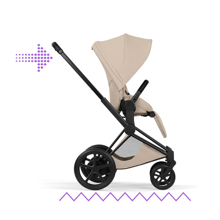 Cybex e-Priam 5.0 Matt Black Cozy Beige wózek 2w1 głęboko-spacerowy
