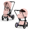 Cybex e-Priam 5.0 Matt Black Peach Pink wózek 2w1 głęboko-spacerowy