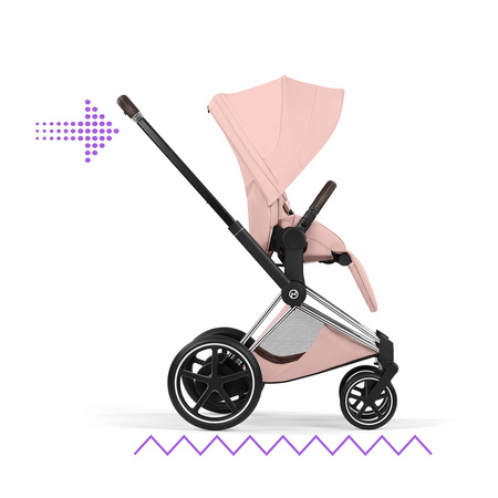 Cybex e-Priam 5.0 Chrome Brown Peach Pink wózek 2w1 głęboko-spacerowy