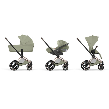 Cybex Priam 5.0 Rosegold Sage Green zestaw 3w1 z fotelikiem Cloud T i-Size