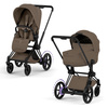 Cybex e-Priam 5.0 Matt Black Coconut Brown wózek 2w1 głęboko-spacerowy