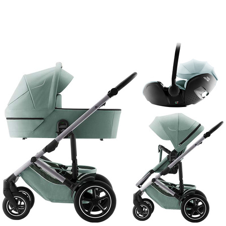 Britax Romer Smile 5Z Jade Green zestaw 3w1 z fotelikiem Baby-Safe Pro Style Harbor Blue