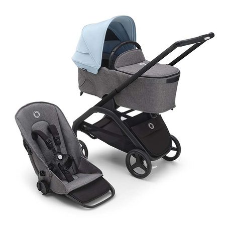 Bugaboo Dragonfly wózek 2w1 głęboko-spacerowy rama Black/Grey Melange-Skyline Blue