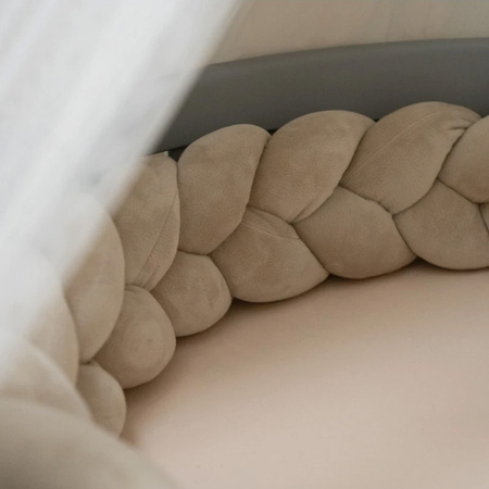 Waldin Welurowy Warkocz ochraniacz do łóżeczka 210 cm Beż