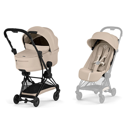 Cybex Coya 2 Comfort Matt Black Cozy Beige wózek 2w1 głęboko-spacerowy
