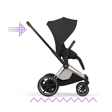 Cybex e-Priam 5.0 Champagne Gold Sepia Black wózek 2w1 głęboko-spacerowy