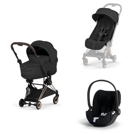 Cybex Coya 2 Style Rosegold Sepia Black zestaw 3w1 z fotelikiem Cloud T i-Size