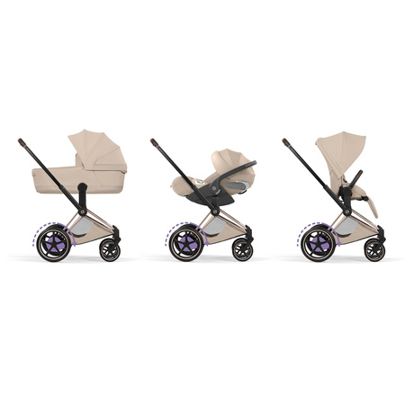Cybex e-Priam 5.0 Rosegold Cozy Beige zestaw 3w1 z fotelikiem Cloud T i-Size