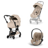 Cybex Coya 2 Style Matt Black Cozy Beige zestaw 3w1 z fotelikiem Cloud T i-Size