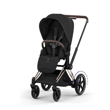 Cybex e-Priam 5.0 Champagne Gold Sepia Black wózek 2w1 głęboko-spacerowy