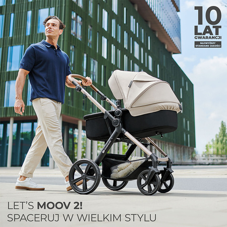 Kinderkraft Moov 2 Moonlight Grey wózek 3w1 głęboko-spacerowy z fotelikiem Mink