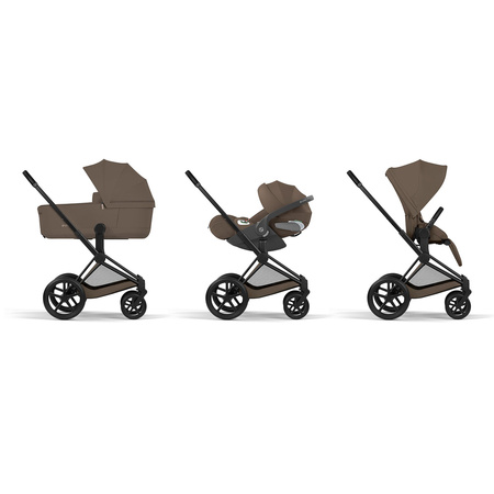 Cybex Priam 5.0 Comfort Matt Black Coconut Brown zestaw 3w1 z fotelikiem Cloud T i-Size