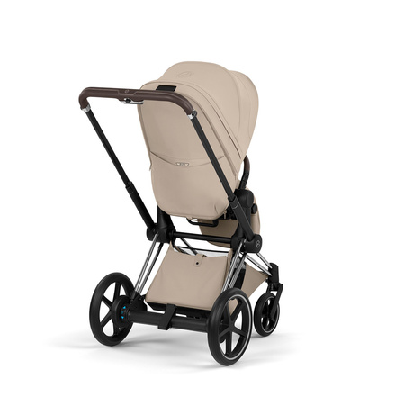 Cybex e-Priam 5.0 Chrome Brown Cozy Beige wózek 2w1 głęboko-spacerowy