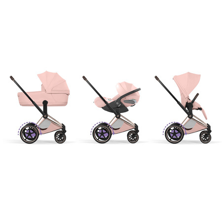 Cybex e-Priam 5.0 Rosegold Peach Pink zestaw 3w1 z fotelikiem Cloud T i-Size
