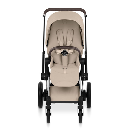 Cybex e-Priam 5.0 Chrome Brown Cozy Beige wózek 2w1 głęboko-spacerowy