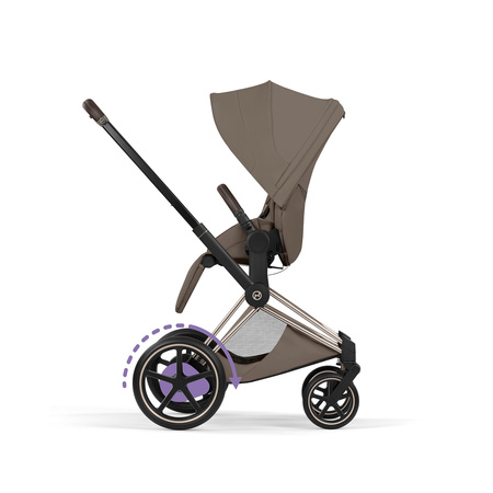 Cybex e-Priam 5.0 Champagne Gold Coconut Brown wózek 2w1 głęboko-spacerowy