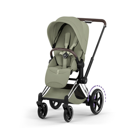 Cybex e-Priam 5.0 Chrome Brown Sage Green wózek 2w1 głęboko-spacerowy
