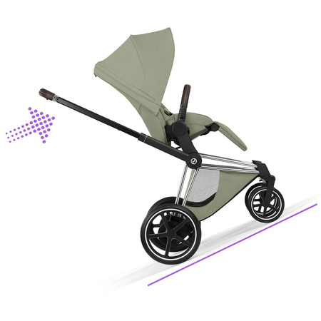 Cybex e-Priam 5.0 Chrome Brown Sage Green wózek 2w1 głęboko-spacerowy