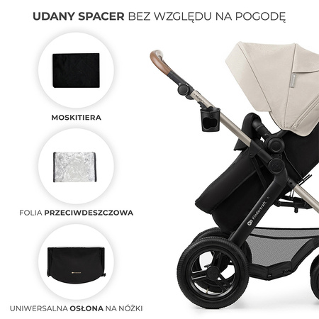 Kinderkraft Moov 2 Air Moonlight Grey wózek 3w1 głęboko-spacerowy z fotelikiem Mink