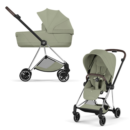 Cybex Mios 4.0 Style Chrome Brown Sage Green zestaw 3w1 z fotelikiem Cloud T i-Size