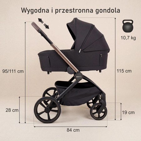 Adamex Como Satin Carbon wózek 2w1 głęboko-spacerowy