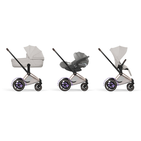 Cybex e-Priam 5.0 Rosegold City Grey zestaw 3w1 z fotelikiem Cloud T i-Size