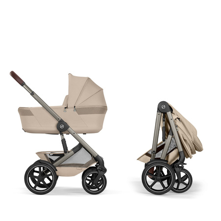 Cybex Talos S Lux 2026 Almond Beige ze składaną gondolą zestaw 4w1 z fotelikiem Cloud G3 i-Size Plus i Bazą G3
