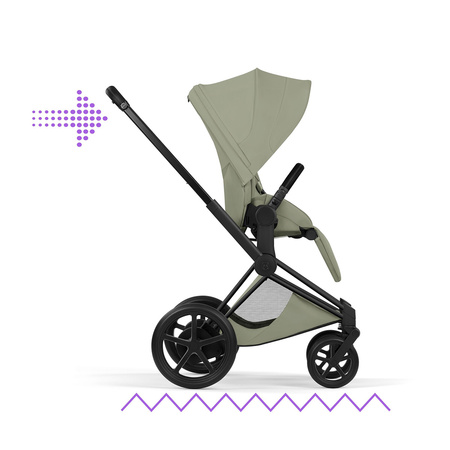 Cybex e-Priam 5.0 Matt Black Sage Green zestaw 3w1 z fotelikiem Cloud T i-Size
