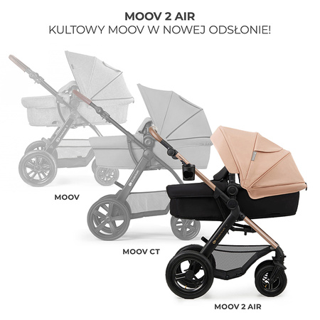 Kinderkraft Moov 2 Air Sand Beige wózek 3w1 głęboko-spacerowy z fotelikiem Mink