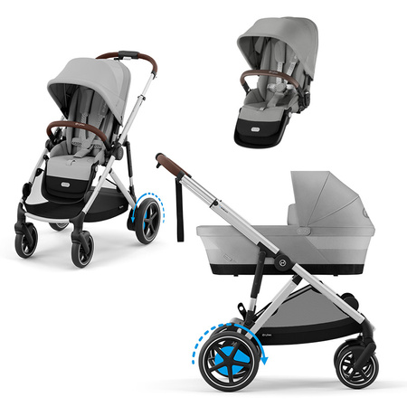 Cybex e-Gazelle S Stone Grey zestaw 3w1 z dodatkowym siedziskiem