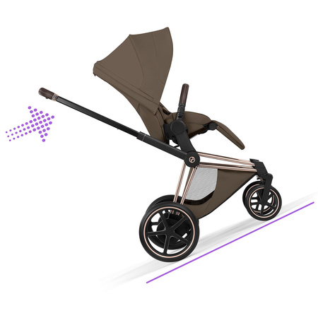 Cybex e-Priam 5.0 Rosegold Coconut Brown wózek 2w1 głęboko-spacerowy