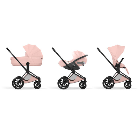Cybex Priam 5.0 Matt Black Peach Pink zestaw 3w1 z fotelikiem Cloud T i-Size