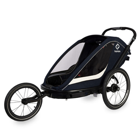 Hamax Breeze Navy/Cream Podwójna przyczepka rowerowa z zestawem do biegania