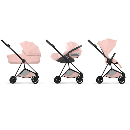 Cybex Mios 4.0 Style Matt Black Peach Pink zestaw 3w1 z fotelikiem Cloud T i-Size