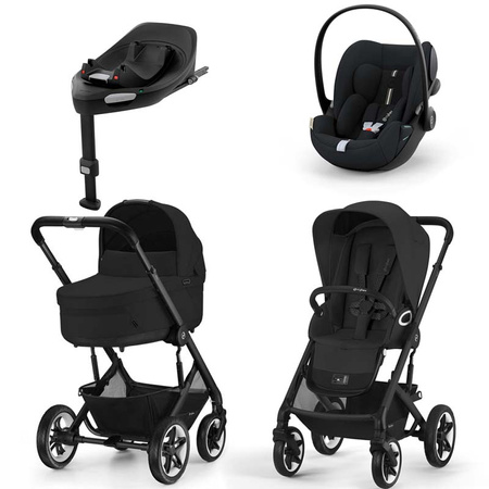 Cybex Talos S Lux Moon Black zestaw 4w1 z fotelikiem Cybex Cloud G i-Size PLUS i bazą Base G