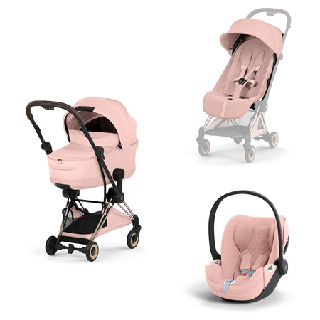 Cybex Coya 2 Style Rosegold Peach Pink zestaw 3w1 z fotelikiem Cloud T i-Size